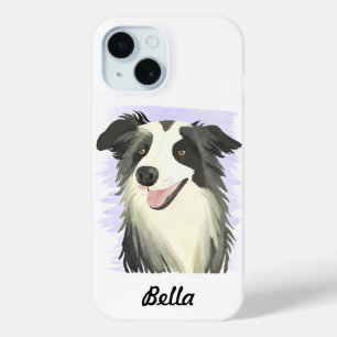 Funda Para iPhone 15 Border Collie   Nombre personalizado de mascota ac