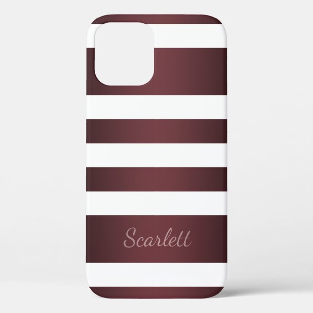 Funda De Case-Mate Para iPhone Borgoña gris blanco rojo rayado (Reverso )