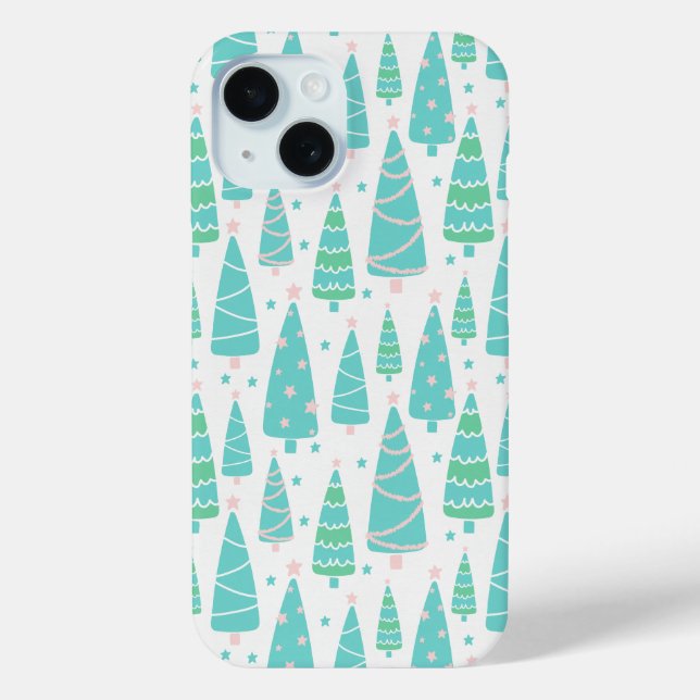 Funda De Case-Mate Para iPhone Bosque de árboles de Navidad Pastel (Reverso )