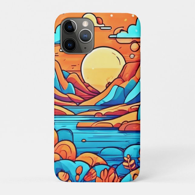 Funda De Case-Mate Para iPhone Bosque de dibujos animados arcoíris impresionante (Reverso)