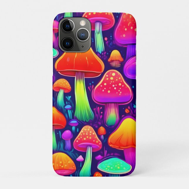 Funda De Case-Mate Para iPhone Bosque de hongos Neon Glow (Reverso)