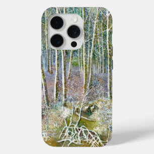 Funda Para iPhone 15 Pro bosque de invierno Watercolor