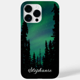 Funda Para iPhone 14 Pro Max De Case-Mate Bosque de luces boreales verdes personalizadas