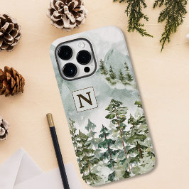 Funda Para iPhone 14 Pro Max De Case-Mate Bosque de monograma y montañas Naturaleza Acuarela