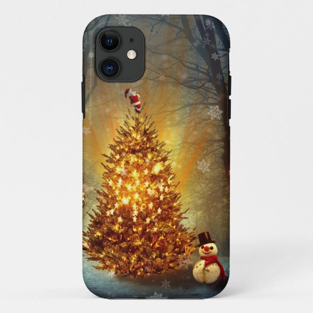 Funda De Case-Mate Para iPhone Bosque de navidades. (Reverso)