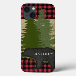 Funda Para iPhone 13 Bosque de Oso Woodland de Buffalo Plaid Lumberjack