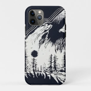 Funda Para iPhone 11 Pro Bosque de Pinos Lobo de Invierno a la Luz de la Lu