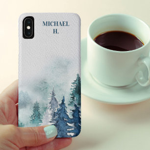 Funda Para iPhone XS Max Bosque invernal personalizado acuarela melancólica