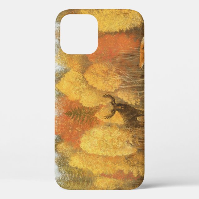 Funda De Case-Mate Para iPhone Bosque otoñal, ciervo digital y zorro. (Reverso )
