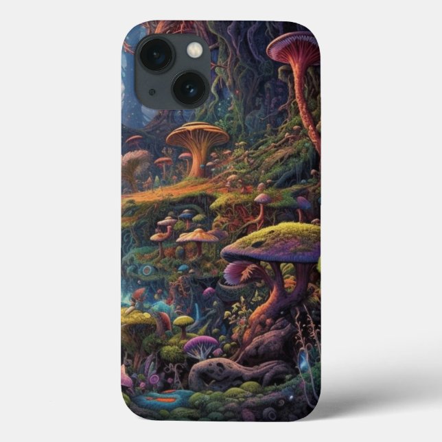 Funda De Case-Mate Para iPhone Bosque trippy con criatura extraña (Reverso)