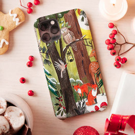 Funda Para iPhone 11 Bosque verde con Navidades de animales de bosque