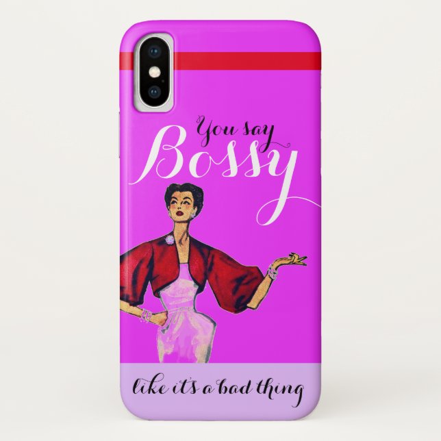 Funda De Case-Mate Para iPhone Bossy Gal Retro Magenta (Reverso)