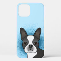 Boston Terrier de dibujos animados en blanco y neg