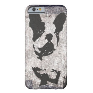 Funda Barely There Para iPhone 6 Boston Terrier en blanco y negro en granito