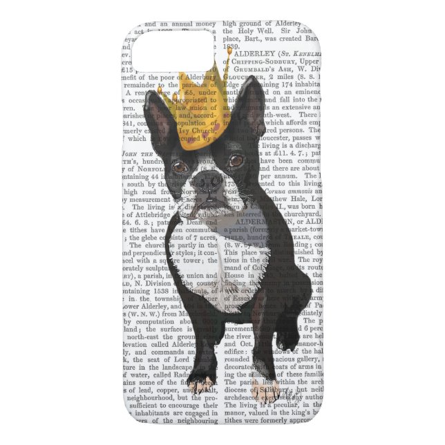 Funda De Case-Mate Para iPhone Boston Terrier Y Crown (Reverso)
