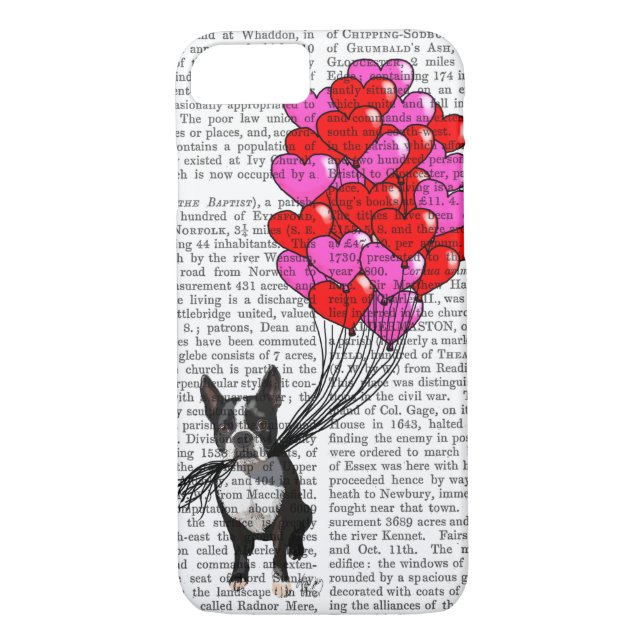 Funda De Case-Mate Para iPhone Boston Terrier Y Globos (Reverso)