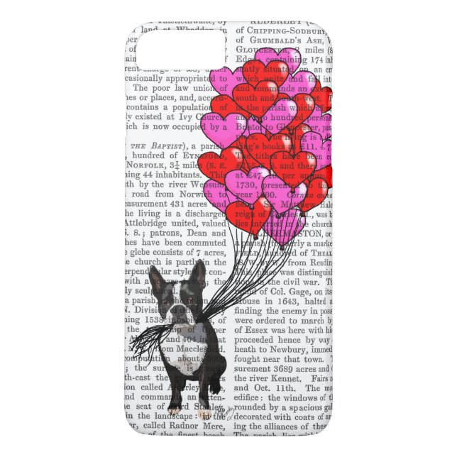 Funda De Case-Mate Para iPhone Boston Terrier Y Globos (Reverso)