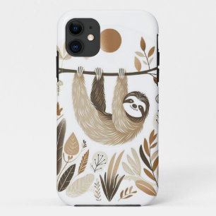 Funda Para iPhone 11 Botanical Sloth Art – Perezoso en Selva Natural