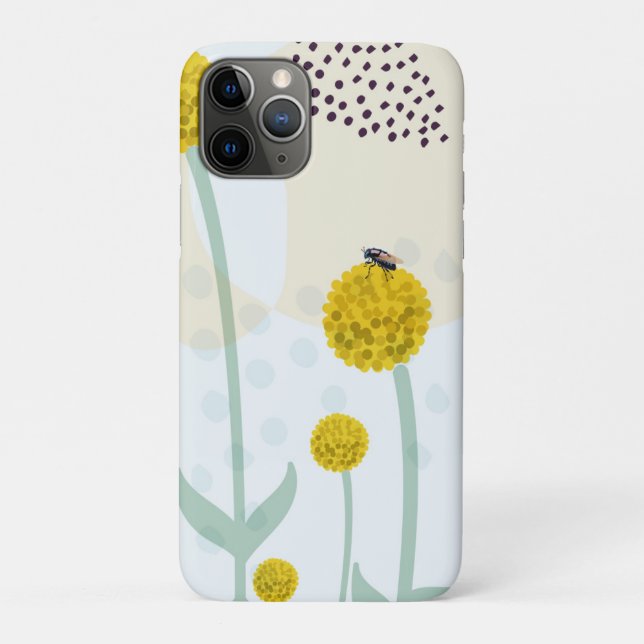 Funda De Case-Mate Para iPhone Botánico abstracto moderno Amarillo Billy Button (Reverso)
