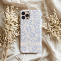 Botánico floral azul elegante