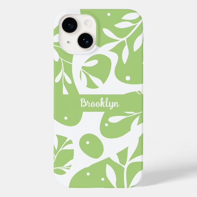 Funda De Case-Mate Para iPhone Botánico personalizado verde menta abstracto (Reverso )