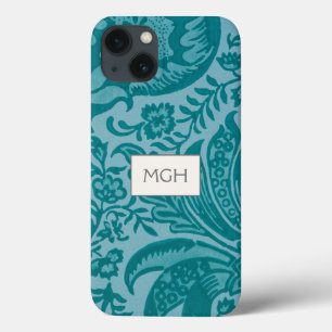 Funda Para iPhone 13 Botánico verde añil vintage de William Morris