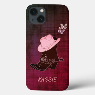 Funda Para iPhone 13 Botas de vaquera sombrero mariposa burdeos Persona