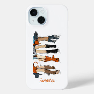 Funda Para iPhone 15 Botas de vaquero naranja quemada Sombreros Damas P