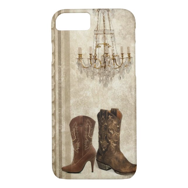 Funda De Case-Mate Para iPhone Botas de vaquero rústicas del país occidental de (Reverso)