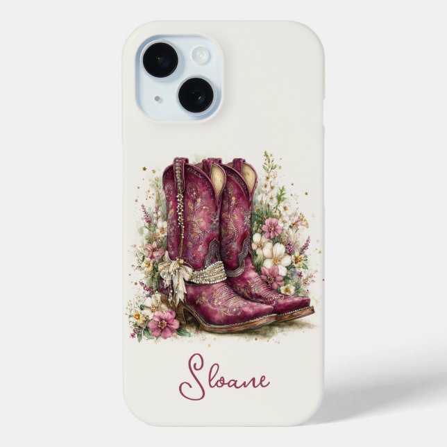 Funda De Case-Mate Para iPhone Botas Elegantes con Flores Monogramadas (Reverso )