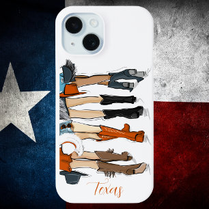 Funda Para iPhone 15 Botas y sombreros de vaquero de color naranja quem