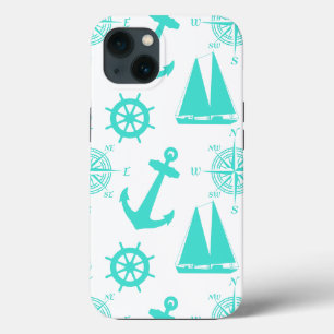 Funda Para iPhone 13 Bote costero azul turquesa