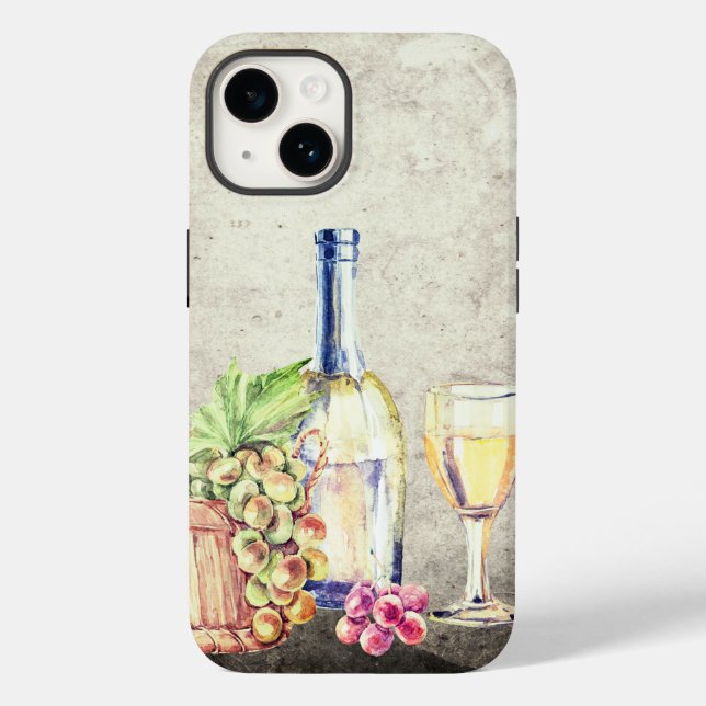 Funda De Case-Mate Para iPhone Botella de vino, viña de uva de vidrio (Reverso )