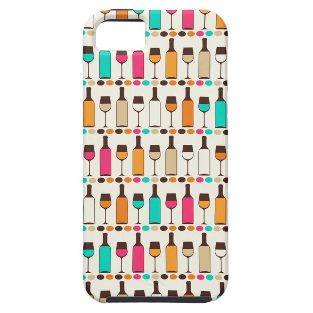 Funda De Case-Mate Para iPhone Botellas y vidrios retros de vino (Atrás)