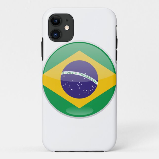 Funda De Case-Mate Para iPhone botón Bandera de Brasil (Reverso)