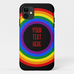 Funda Para iPhone 11 BOTÓN DE MARCA DE RAINBOW + tu signo o texto