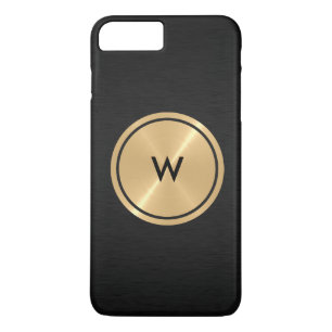 Funda Para iPhone 8 Plus/7 Plus Botón de oro y acero inoxidable negro Metalizado