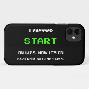 Funda Para iPhone 11 Botón START Retro 8 Bit Pixel Art Gamer Juegos