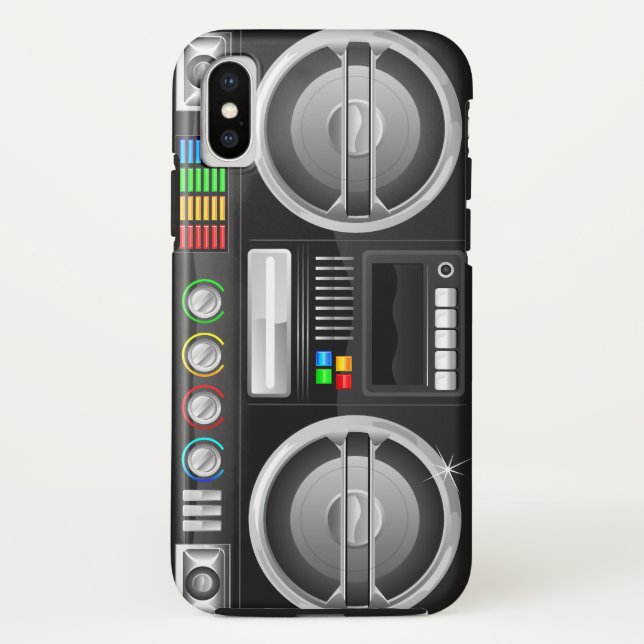 Funda De Case-Mate Para iPhone botones arcoíris retro boombox ghetto master (Reverso)