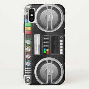 Funda Para iPhone X botones de arco iris retro boombox ghetto master