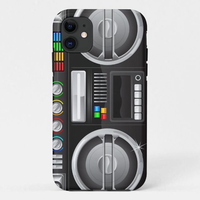 Funda De Case-Mate Para iPhone botones de arcoíris retro boombox ghetto master (Reverso)