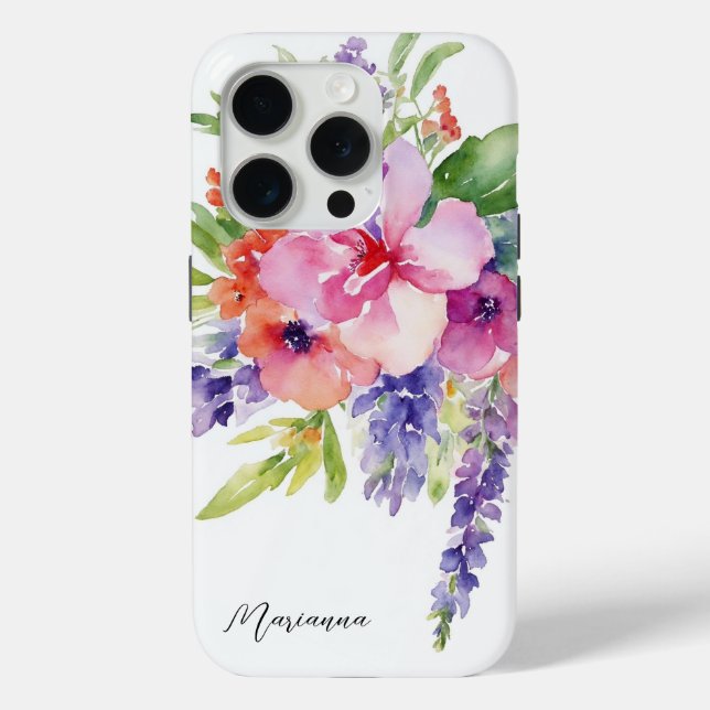 Funda De Case-Mate Para iPhone Bouquet acuarela (Reverso )