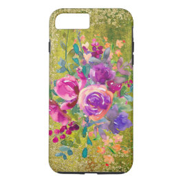 Funda Para iPhone 8 Plus/7 Plus Bouquet de flores acuáticas sobre verde rústico