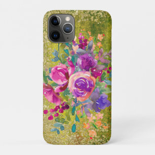 Funda Para iPhone 11 Pro Bouquet de flores acuáticas sobre verde rústico
