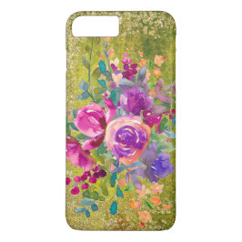 Funda Para iPhone 8 Plus/7 Plus Bouquet de flores acuáticas sobre verde rústico