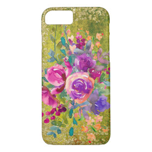 Funda Para iPhone 8/7 Bouquet de flores acuáticas sobre verde rústico