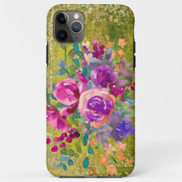 Funda Para iPhone 11 Pro Max Bouquet de flores acuáticas sobre verde rústico