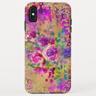 Funda Para iPhone XS Max Bouquet de flores de color de agua sobre rosa de f