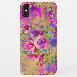Funda Para iPhone XS Max Bouquet de flores de color de agua sobre rosa de f