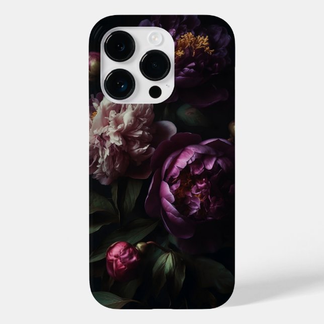 Funda De Case-Mate Para iPhone Bouquet de flores negras románticas moradas (Reverso )